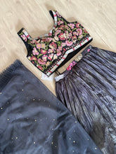 Black chinon crush silk readymade Lehenga