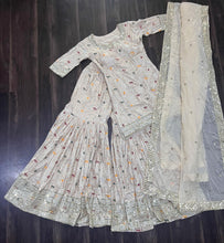 Viscose jacquard sequins gharara readymade set in off white