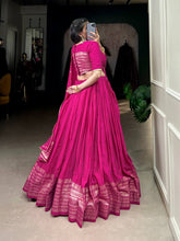 Chanderi silk plain pink Lehenga (skirt stitched)