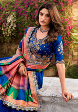 Peacock blue vichitra silk Lehenga (skirt stitched)