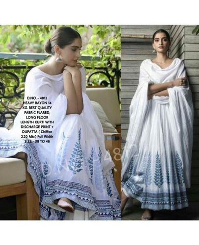 White and blue rayon salwaar kameez
