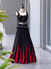 Black and red cotton Indo western lehenga