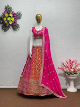 Orange and pink georgette Lehenga
