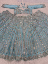 Icy blue Rangoli silk lehenga (pastel)
