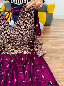 Karigari - wine silk anarkali