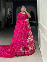 Tussar silk chevron style in pink (skirt stitched)