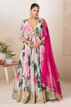 Ivory and floral anarkali