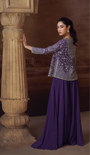 Purple palazzo set with mirror work jacket