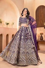 Royal purple embroidered wedding Lehenga (lightweight + plus + long sleeves option)