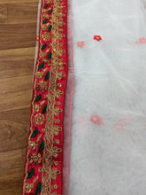 White and maroon silk Lehenga