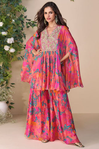 Multicoloured embroidered Kaftaan set