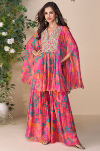 Multicoloured embroidered Kaftaan set