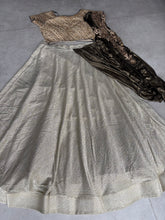 Gold and black lehenga saree