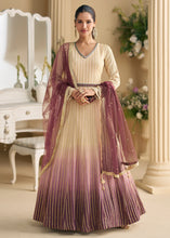 Cream ombré chikankari embroidered anarkali