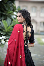 Black and maroon mirror work readymade Lehenga