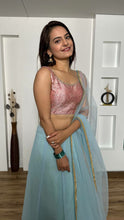 Sea green and pink glitter Lehenga