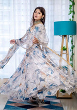 Organza tabby silk anarkali in florals