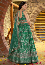 Emerald green dola silk jacquard Lehenga