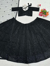 Black sparkly georgette Lehenga