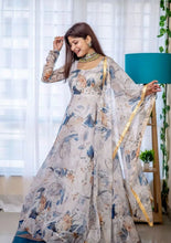 Organza tabby silk anarkali in florals
