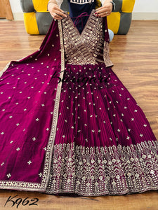 Karigari - wine silk anarkali