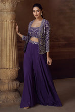 Purple palazzo set with mirror work jacket