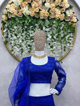 Royal blue net partywear Lehenga