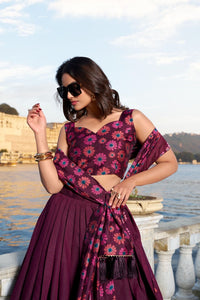 Tussar silk berry floral Lehenga