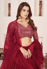 Red double layered georgette Lehenga