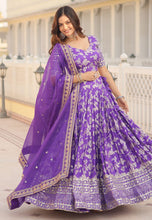 Purple viscose jacquard Lehenga