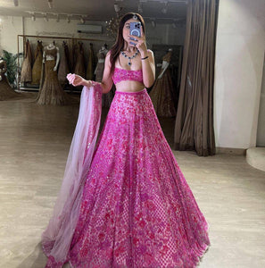 Berry and magenta partywear Lehenga