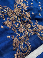 Peacock blue vichitra silk Lehenga (skirt stitched)
