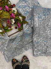 Partywear silver butterfly net saree