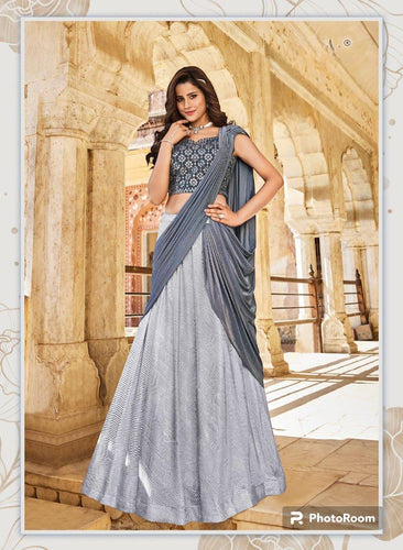 Boutique collection -  elegant grey Lehenga saree