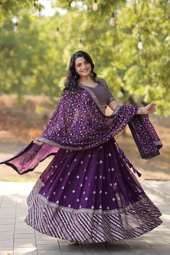 Purple flowy Lehenga