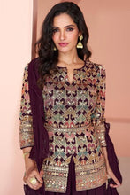 Janisha readymade - wine embroidered jacket and palazzo