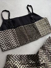 Soft silk jacquard Indo western black and gold zigzag Lehenga with pocket