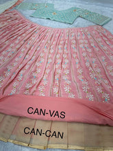 Pastel Lehenga - baby pink and green sequins Lehenga