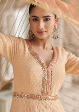 Peach chikankari embroidered anarkali