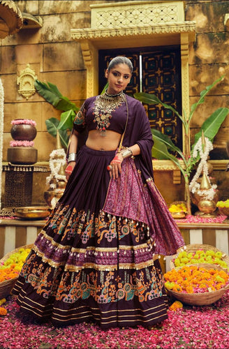 Pure rayon chaniya choli in wine