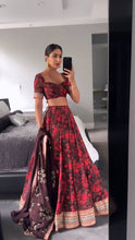 Deep red floral Lehenga