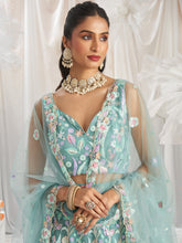 Sea green - multi colour pastel sequins Lehenga