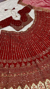 Rangoon silk red and gold Lehenga