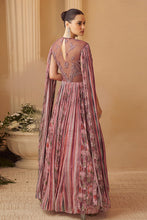 Pink chinon silk embroidered gown