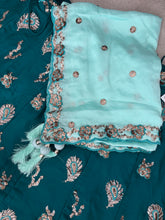 Forest Green embroidered Lehenga with contrasting dupatta