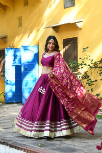Gharchola style purple Lehenga set (S - 12XL, can be stitched up to 64 inches bust)