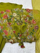 Mehendi green Roman silk kediya style palazzo