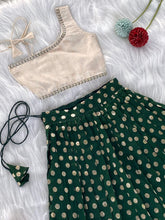 Kids green polka zari Indo western Lehenga (1 month - 6 years)