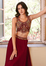 Maroon A line georgette lehenga