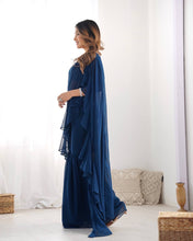 Blue ready to wear sharara saree (XS-XXL)